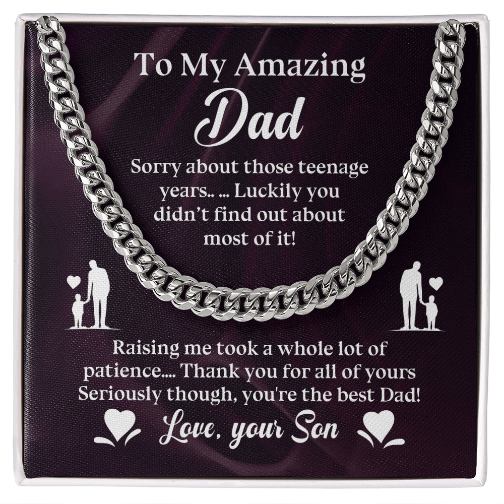 To My Amazing Dad Cuban Link Chain, To My Dad Gift, Dad Gifts from Daughter, Dad Gifts, Thank You Dad Gift, Father Necklace, Father's Day Gifts - Beauty Belliss